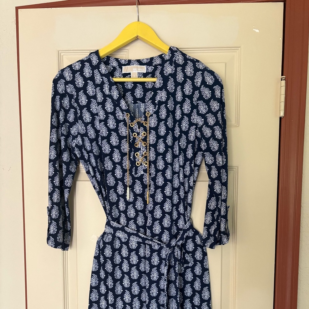 Michael Kors Dark Blue Long Sleeve Dress